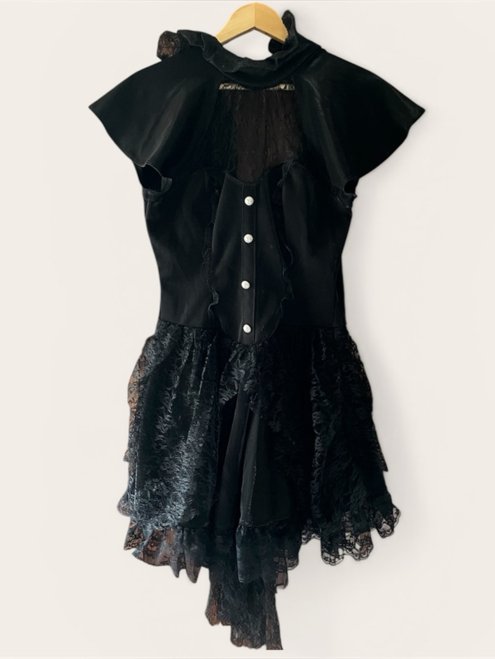 Spirit Halloween Victorian Doll Costume in Black Lace